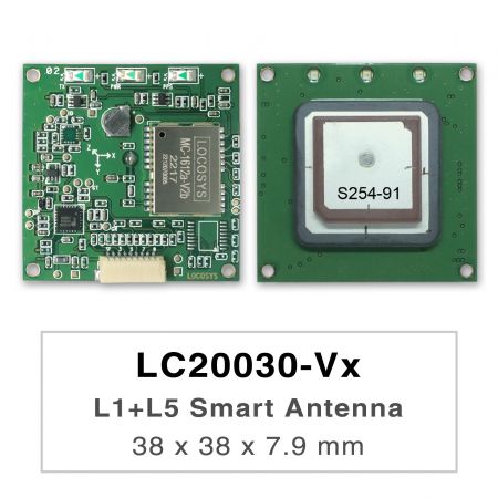 L1+L5 Smart Antennaa Module - LC2003x-Vx series products are high-performance dual-band GNSS smart antenna modules, including an embedded antenna and GNSS receiver circuits, designed for a broad spectrum of OEM system applications.